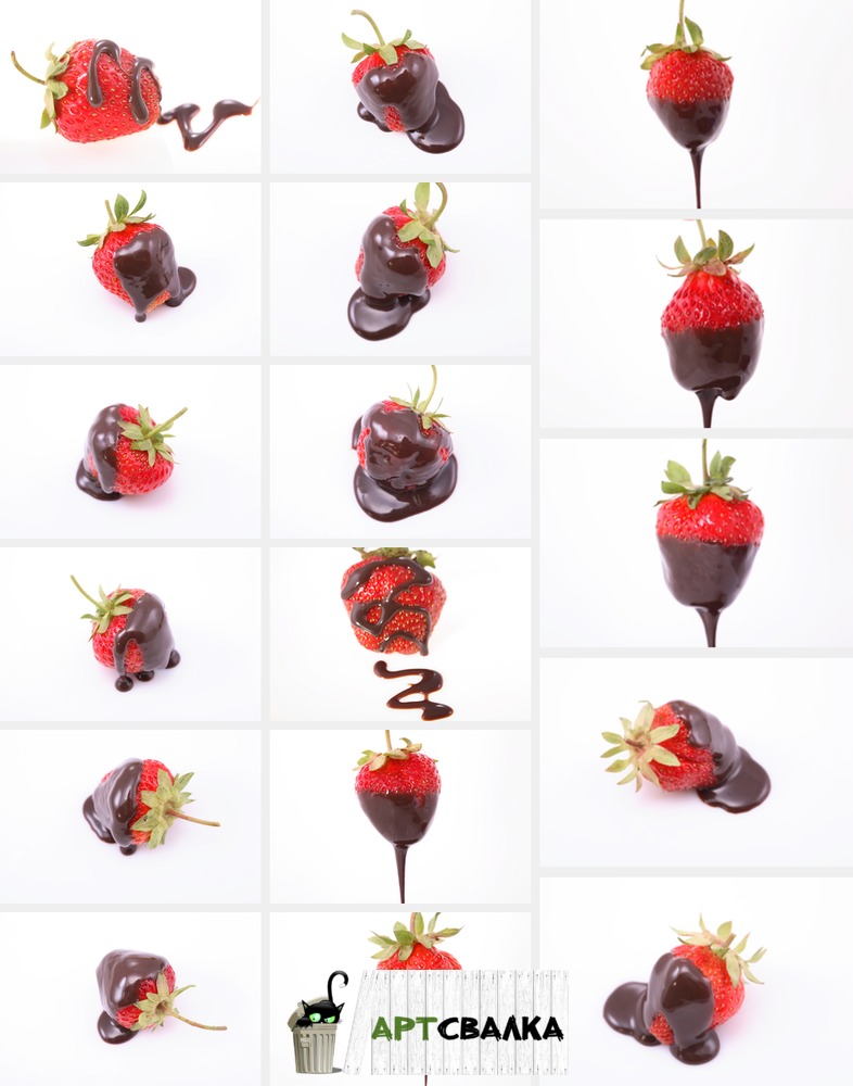 Клубника в шоколаде на белом фоне. | Chocolate covered strawberries on a white background.